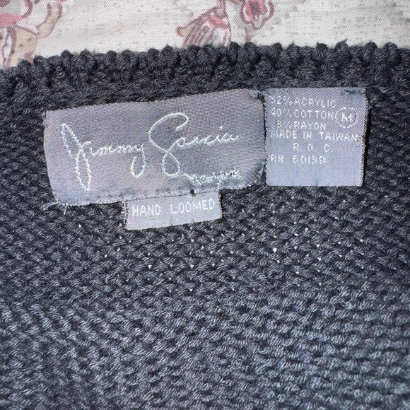 Jimmy Garcia hand loomed Floral Checkered Black Sweater. Size M - Picture 4 of 5